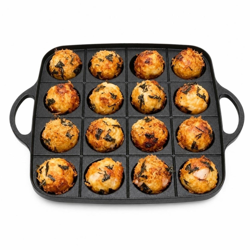 Takoyaki Pan Cast - Padella per Takoyaki Nera Resistente, Antiaderente