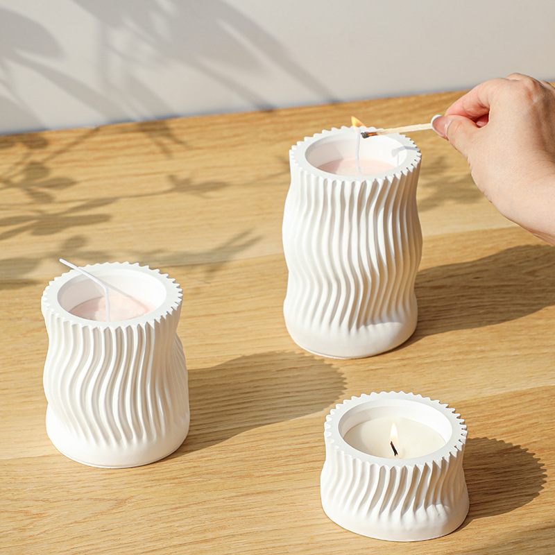 Idli Steamer Mold - Wave Striped Candle Cup Clay stampi
